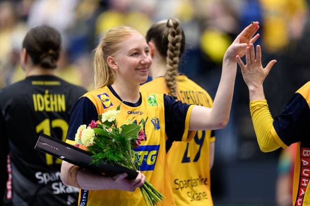 251122 Tyra Axnar of Sweden after the international friendly handball match between Sweden and Denmark on November 22, 2025 in Halmstad Photo Carl Sandin BILDBYRAN code CS CS0808 handball handball handball landslaget sverige sweden danmark national team denmark dam bbeng  Copyright: CARLxSANDIN BB251122CS057