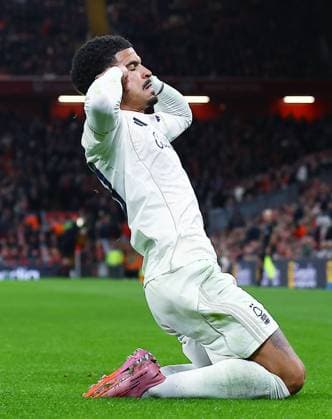 Morgan Gibbs-White of Nottingham Forest celebrates scoring a goal to make it 0-3 Liverpool v Nottingham Forest, Premier League, Football, Anfield, Liverpool, UK - 22 Nov 2025Liverpool Anfield United Kingdom EDITORIAL USE ONLY No use with unauthorised audio, video, data, fixture lists, club league logos or live services. Online in-match use limited to 120 images, no video emulation. No use in betting, games or single club league player publications. Copyright: xMattxWest Shutterstockx 15860648bg