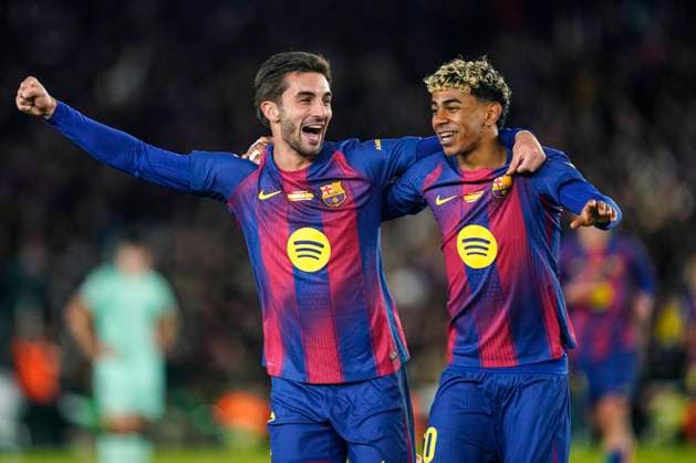 ESP: FC Barcelona, Barca - Athletic Club. La Liga EA Sports. Date 13 Ferran Torres of FC Barcelona celebrates the 4-0 with Lamine Yamal during the La Liga EA Sports match between FC Barcelona and Athletic Club played at Spotify Camp Nou Stadium on November 22, 2025 in Barcelona, Spain. kpng Copyright: xSergioxRuizx xIMAGOx PS_251122_BAR_ATH_057