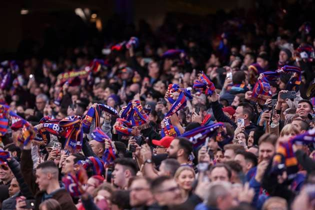 November 22, 2025, Barcelona, Barcelona, SPAIN: Supporters of FC Barcelona, Barca during the Spanish league, La Liga EA Sports, football match played between FC Barcelona and Athletic Club at Spotify Camp Nou stadium on November 22, 2025 in Barcelona, Spain. Barcelona SPAIN - ZUMAa181 20251122_zaa_a181_151 Copyright: xJavierxBorregox
