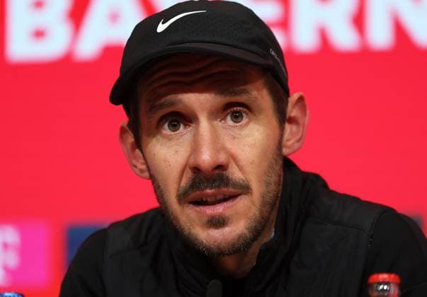 Football, Men, Bundesliga, Season 2025 2026, FC Bayern Munich SC Freiburg, Allianz Arena Julian Schuster, Coach SC Freiburg at the press conference after the match, Head, Portrait DFB, DFL regulations prohibit any use of photographs as image sequences and or quasi video
