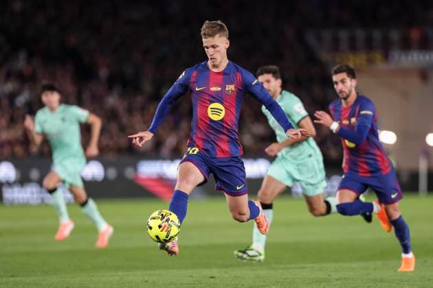 November 22, 2025, Barcelona, Barcelona, SPAIN: Dani Olmo of FC Barcelona, Barca in action during the Spanish league, La Liga EA Sports, football match played between FC Barcelona and Athletic Club at Spotify Camp Nou stadium on November 22, 2025 in Barcelona, Spain. Barcelona SPAIN - ZUMAa181 20251122_zaa_a181_162 Copyright: xJavierxBorregox