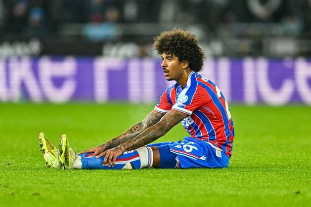22nd November 2025; Molineux Stadium, Wolverhampton, West Midlands, England; Premier League Football, Wolverhampton Wanderers versus Crystal Palace; Chris Richards of Crystal Palace down with an injury  GodfreyxPitt