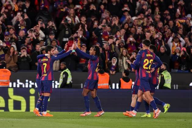 November 22, 2025, Barcelona, Barcelona, SPAIN: Ferran Torres of FC Barcelona, Barca celebrates a goal with teammates during the Spanish league, La Liga EA Sports, football match played between FC Barcelona and Athletic Club at Spotify Camp Nou stadium on November 22, 2025 in Barcelona, Spain. Barcelona SPAIN - ZUMAa181 20251122_zaa_a181_173 Copyright: xJavierxBorregox