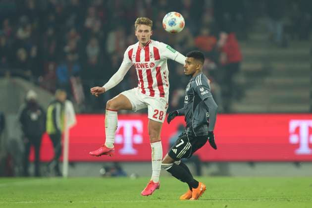 Sebastian Sebulonsen 1 FC Koeln and Ansgar Knauff Eintracht Frankfurt battle for the ball during the Bundesliga match between 1 FC Koeln and Eintracht Frankfurt, RheinEnergieSTADION on November 22, 2025 in Cologne, Germany, Germany Photo by Oliver Kaelke DeFodi Images Sebastian Sebulonsen 1 FC Koeln und Ansgar Knauff Eintracht Frankfurt battle for the ball during the Bundesliga match between 1 FC Köln and Eintracht Frankfurt at RheinEnergieSTADION on November 22, 2025 in Köln, Germany Photo by Oliver Kaelke DeFodi Images DFL regulations prohibit any use of photographs as image sequences and or quasi video Photo by Oliver Kaelke DeFodi Images