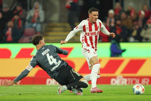 Robin Koch Eintracht Frankfurt and Said El Mala 1 FC Koeln battle for the ball during the Bundesliga match between 1 FC Köln and Eintracht Frankfurt at RheinEnergieSTADION on November 22, 2025 in Cologne, Germany, Germany Photo by Oliver Kaelke DeFodi Images Robin Koch Eintracht Frankfurt and Said El Mala 1 FC Koeln battle for the ball during the Bundesliga match between 1 FC Köln and Eintracht Frankfurt at RheinEnergieSTADION on November 22, 2025 in Köln, Germany Photo by Oliver Kaelke DeFodi Images DFL regulations prohibit any use of photographs as image sequences and or quasi video Photo by Oliver Kaelke DeFodi Images