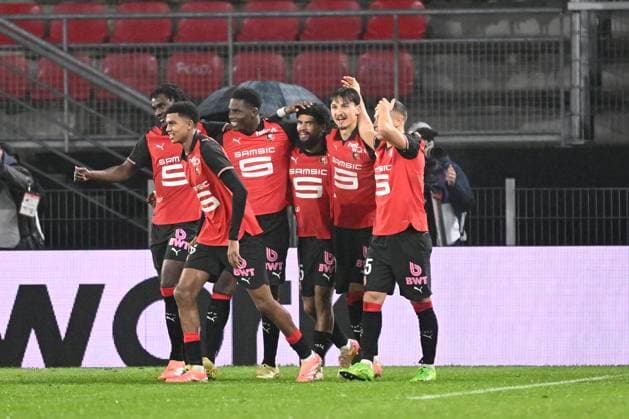 Stade Rennais FC v AS Monaco - Ligue 1 McDonald s 2025 2026 48 Abdelhamid AIT BOUDLAL (srfc) - 07 Breel EMBOLO (srfc) - 09 Esteban LEPAUL (srfc) - 45 Mahdi CAMARA (srfc) - 03 Lilian BRASSIER (srfc) during the Ligue 1 McDonald s match between Rennes and Monaco at Roazhon Park on November 22, 2025 in Rennes, France. Rennes France  Copyright: xFEPx 776417223