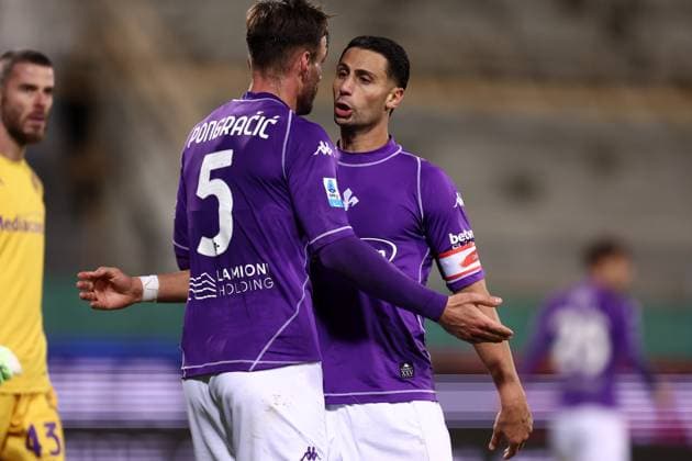 Serie A Acf Fiorentina - Juventus Fc Rolando Mandragora of Acf Fiorentina and Marin Pongracic of Acf Fiorentina celebrate during the Serie A match beetween Acf Fiorentina and Juventus Fc at Stadio Artemio Franchi on November 22 2025 in Firenze Italy . Firenze Stadio Artemio Franchi Italy Copyright: xMarcoxCanonierox