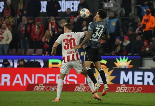 v l Marius Buelter 1 FC Koeln 30 , Nnamdi Collins Eintracht Frankfurt 34 GER, 1 FC Koeln vs Eintracht Frankfurt, Football, Bundesliga, Matchday 11, Season 2025 2026, 22 11 2025 DFL DFB REGULATIONS PROHIBIT ANY USE OF PHOTOGRAPHS as IMAGE SEQUENCES and or QUASI VIDEO GER, 1 FC Koeln vs Eintracht Frankfurt, Football, Bundesliga, Matchday 11, Season 2025 2026, 22 11 2025 Koeln Copyright: xEibner-Pressefotox xThomasxStoeckerx EP_TSR