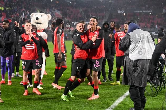 Stade Rennais FC v AS Monaco - Ligue 1 McDonald s 2025 2026 21 Valentin RONGIER (srfc) - 48 Abdelhamid AIT BOUDLAL (srfc) - 95 Przemyslaw FRANKOWSKI (srfc) during the Ligue 1 McDonald s match between Rennes and Monaco at Roazhon Park on November 22, 2025 in Rennes, France. Rennes France  Copyright: xFEPx 776417223