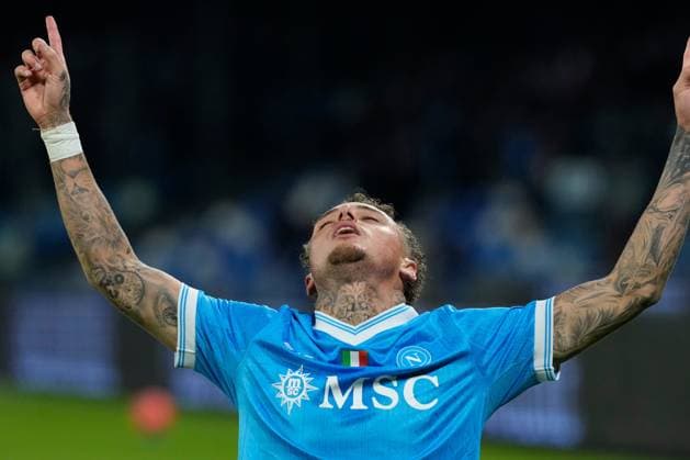 Noa Lang of SSC Napoli celebrates after scoring during the Serie A match between SSC Napoli and Atalanta BC at Stadio Diego Armando Maradona Naples Italy on 22 November 2025. Naples Stadio Diego Armando Maradona Naples Italy Copyright: xFrancoxRomanox SP24-1292-007