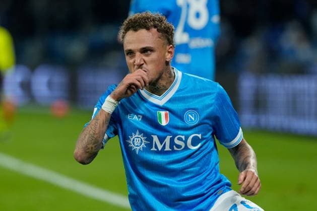 Noa Lang of SSC Napoli celebrates after scoring during the Serie A match between SSC Napoli and Atalanta BC at Stadio Diego Armando Maradona Naples Italy on 22 November 2025. Naples Stadio Diego Armando Maradona Naples Italy Copyright: xFrancoxRomanox SP24-1292-011