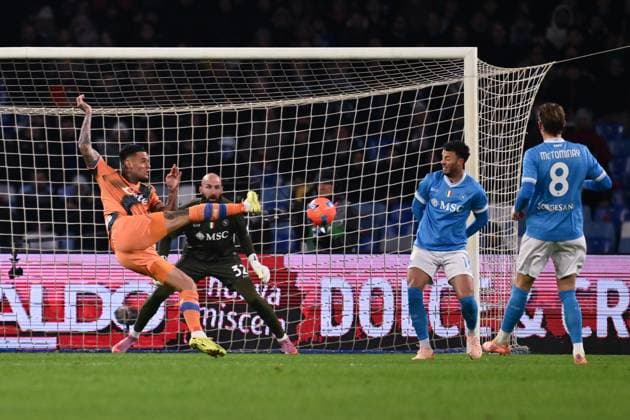 Dc Napoli 22 11 2025 - campionato di calcio Serie A Napoli-Atalanta foto Domenico Cippitelli Image nella foto: gol Gianluca Scamacca 