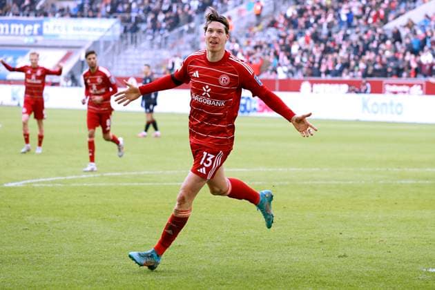 ITTEN Cedric Team Fortuna Duesseldorf cheers after his goal 2 Soccer Bundesliga Season 2025 2026 Match Fortuna Duesseldorf 1 FC Magdeburg 2 1 on 22 11 2025 in Duesseldorf DFL REGULATIONS PROHIBIT ANY USE OF PHOTOGRAPHS as IMAGE SEQUENCES and or QUASI VIDEO Copyright: xLacixPerenyix