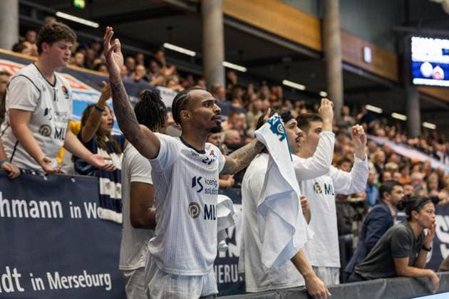 GER, easy Credit Basketball Bundesliga, Syntainics MBC MLP Academics Heidelberg 22 11 2025, Stadthalle, Weißenfels, GER, easy Credit Basketball Bundesliga, Syntainics MBC MLP Academics Heidelberg Michael Weathers MLP Academics Heidelberg 20 Â Photo Alexander Trienitz Weißenfels Stadthalle Sachsen Anhalt Germany