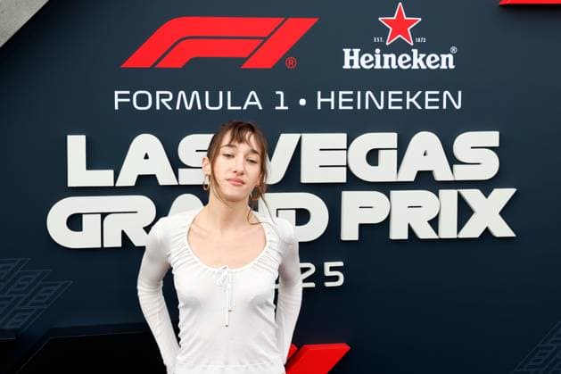 LAS VEGAS, NV - NOVEMBER 22: Bella Tilbury poses for photos on the red carpet prior to the the Formula 1 Las Vegas Grand Prix on November 22, 2025 on the Las Vegas Strip Circuit in Las Vegas, Nevada.(Photo by Jeff Speer Icon Sportswire) AUTO: NOV 22 F1 Las Vegas Grand Prix EDITORIAL USE ONLY Icon2511220241