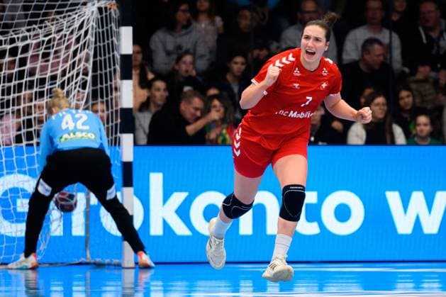 Handball, Womens national match Germany Switzerland Tabea Schmid Switzerland Cheers Joy Emotion Goeppeingen EWS Arena Germany