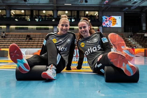 Handball, Women Laenderspiel Germany Switzerland Goalkeeper Katharina Filter Germany , Goalkeeper Sarah Wachter Germany Goeppeingen EWS Arena Germany