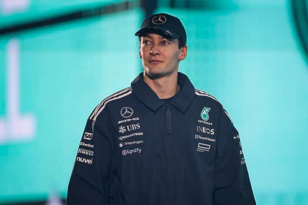 F1 - LAS VEGAS GRAND PRIX 2025 RUSSELL George (gbr), Mercedes AMG F1 Team W16, portrait during the 2025 Formula 1 Las Vegas Grand Prix, 22th round of the 2025 FIA Formula One World Championship, WM, Weltmeisterschaft from November 21 to 23, 2025 on the Las Vegas Strip Circuit, in Paradise, Nevada, United States of America - ParadiseUnited States  Copyright: xEricxAlonsox
