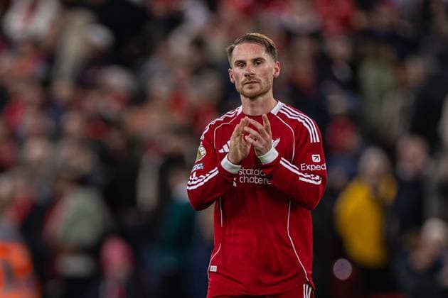 (251123) -- LONDON, Nov. 23, 2025 -- Liverpool s Alexis Mac Allister applauds the supporters after the English Premier League match between Liverpool FC and Nottingham Forest FC in Liverpool, Britain, on Nov. 22, 2025. FOR EDITORIAL USE ONLY. NOT FOR SALE FOR MARKETING OR ADVERTISING CAMPAIGNS. NO USE WITH UNAUTHORIZED AUDIO, VIDEO, DATA, FIXTURE LISTS, CLUB LEAGUE LOGOS OR LIVE SERVICES. ONLINE IN-MATCH USE LIMITED TO 45 IMAGES, NO VIDEO EMULATION. NO USE IN BETTING, GAMES OR SINGLE CLUB LEAGUE PLAYER PUBLICATIONS. (SP)BRITAIN-LONDON-FOOTBALL-ENGLISH PREMIER LEAGUE-LIVERPOOL VS NOTTINGHAM FOREST LixYing