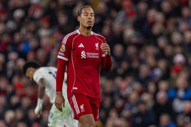 (251123) -- LONDON, Nov. 23, 2025 -- Liverpool s captain Virgil van Dijk reacts during the English Premier League match between Liverpool FC and Nottingham Forest FC in Liverpool, Britain, on Nov. 22, 2025. FOR EDITORIAL USE ONLY. NOT FOR SALE FOR MARKETING OR ADVERTISING CAMPAIGNS. NO USE WITH UNAUTHORIZED AUDIO, VIDEO, DATA, FIXTURE LISTS, CLUB LEAGUE LOGOS OR LIVE SERVICES. ONLINE IN-MATCH USE LIMITED TO 45 IMAGES, NO VIDEO EMULATION. NO USE IN BETTING, GAMES OR SINGLE CLUB LEAGUE PLAYER PUBLICATIONS. (SP)BRITAIN-LONDON-FOOTBALL-ENGLISH PREMIER LEAGUE-LIVERPOOL VS NOTTINGHAM FOREST LixYing