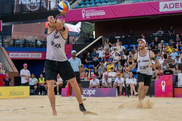 RECORD DATE NOT STATED ADELAIDE, AUSTRALIA - NOVEMBER 23: Nils Ehlers (Player 1 - GER), Clemens Wickler (Player 2 - GER) during the Beach volleyball, Beachvolleyball World Championships at Adelaide on November 23, 2025 in Adelaide, Australia. Australia Copyright: xBEAUTIFULxSPORTS PeterxWeberx