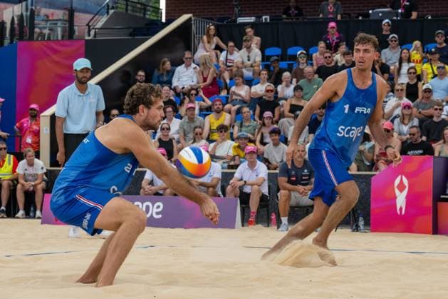 RECORD DATE NOT STATED ADELAIDE, AUSTRALIA - NOVEMBER 23: Arnaud Gauthier-Rat (Player 2 - FRA), Téo Rotar (Player 1 - FRA) during the Beach volleyball, Beachvolleyball World Championships at Adelaide on November 23, 2025 in Adelaide, Australia. Australia Copyright: xBEAUTIFULxSPORTS PeterxWeberx