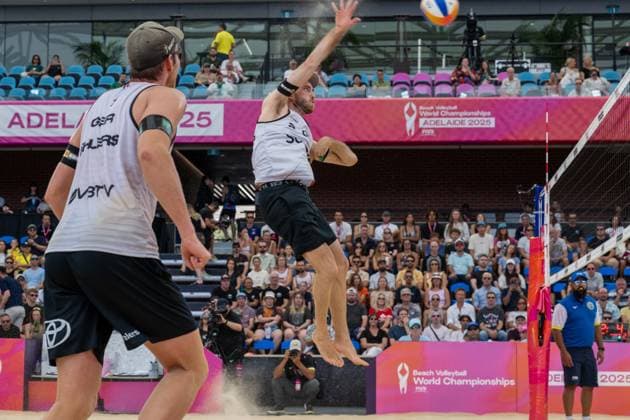 RECORD DATE NOT STATED ADELAIDE, AUSTRALIA - NOVEMBER 23: Clemens Wickler (Player 2 - GER) during the Beach volleyball, Beachvolleyball World Championships at Adelaide on November 23, 2025 in Adelaide, Australia. Australia Copyright: xBEAUTIFULxSPORTS PeterxWeberx