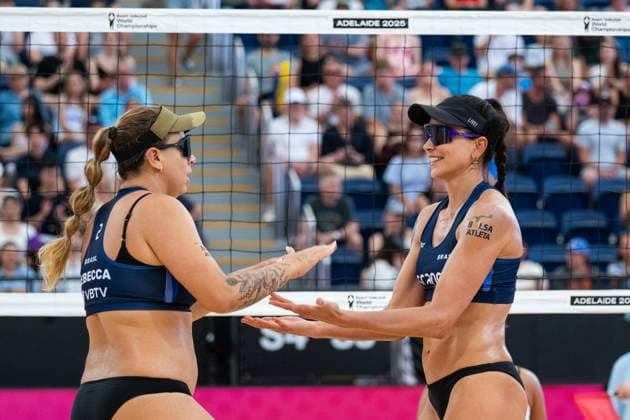 RECORD DATE NOT STATED ADELAIDE, AUSTRALIA - NOVEMBER 23: Rebecca Cavalcante Barbosa Silva (Player 2 - BRA), Carolina Solberg Salgado (Player 1 - BRA) during the Beach volleyball, Beachvolleyball World Championships at Adelaide on November 23, 2025 in Adelaide, Australia. Australia Copyright: xBEAUTIFULxSPORTS PeterxWeberx