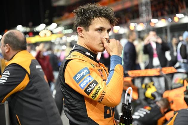 Formula 1 Grand Prix of Las Vegas 2025 - Pre-Race Show (Grid) LAS VEGAS, NEVADA - NOVEMBER 22: Lando Norris of McLaren Formula 1 Team (4) is seen at Pre-Race Show (Grid) during race night at the Formula 1 Grand Prix 2025 of Las Vegas at Las Vegas Strip Circuit on November 22, 2025 in Las Vegas, Nevada, United States. Tayfun Coskun Anadolu Nevada United States. Editorial use only. Please get in touch for any other usage.  Copyright: x2025xAnadoluxTayfunxCoskunx