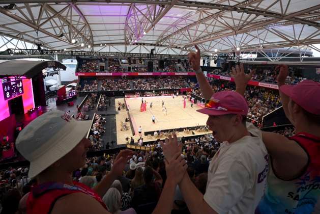 Beach volleyball, Beachvolleyball World Championship, WM, Weltmeisterschaft David Ahman and Jonatan Hellvig (SWE) v Jacob Hölting Nilsson and Elmer Andersson (SWE) during the Men™s Final match of the Beach Volleyball World Championships at The Drive in Adelaide, Sunday, November 23, 2025. ( NO ARCHIVING, EDITORIAL USE ONLY ADELAIDE SOUTH AUSTRALIA AUSTRALIA  Copyright: xMATTxTURNERx 20251123160832506502