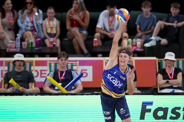 Beach volleyball, Beachvolleyball World Championship, WM, Weltmeisterschaft David Ahman (SWE) during the Men™s Final match of the Beach Volleyball World Championships at The Drive in Adelaide, Sunday, November 23, 2025. ( NO ARCHIVING, EDITORIAL USE ONLY ADELAIDE SOUTH AUSTRALIA AUSTRALIA  Copyright: xMATTxTURNERx 20251123150885966171