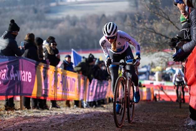 Barbora Bukovska from Czechia competes in the UCI Cyclo-cross World Cup race, category women - juniors, in Tabor, Czech Republic, on November 23, 2025. (CTKxPhoto VaclavxPancer) CTKPhotoP2025112302334  CTKPhotoP2025112302334