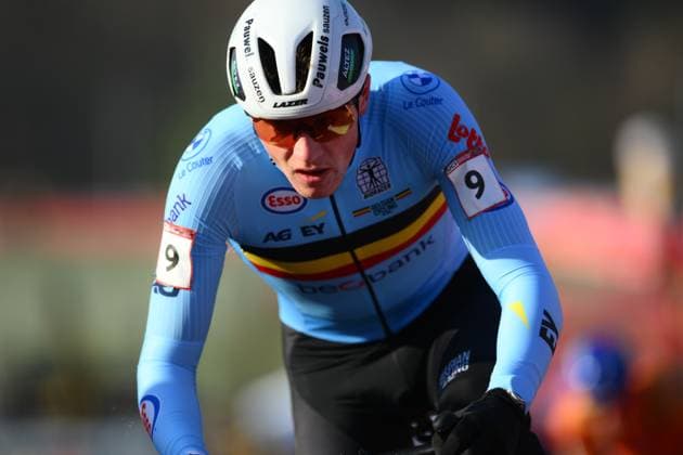 Belgian Yordi Corsus pictured in action during the men U23 race at the World Cup cyclocross cycling event in Tabor, Czech Republic, stage 1 (out of 12) of the UCI World Cup cyclocross competition, Sunday 23 November 2025. DAVIDxPINTENS  x143606817x