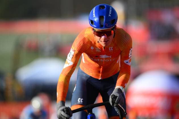 Dutch David Haverdings pictured in action during the men U23 race at the World Cup cyclocross cycling event in Tabor, Czech Republic, stage 1 (out of 12) of the UCI World Cup cyclocross competition, Sunday 23 November 2025. DAVIDxPINTENS  x143606872x
