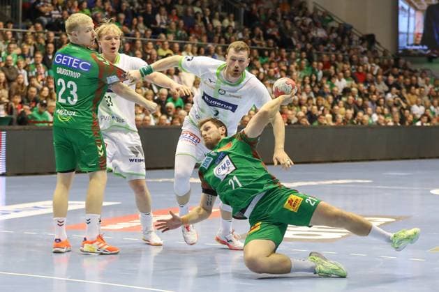 22 11 2025, xgox, Handball Daikin HBL SC Magdeburg HSG Wetzlar emspor, v l Albin Lagergren Magdeburg, 21 throws goal, Torschuetze, erzielt Tor, Treffer, scores the goal Magdeburg