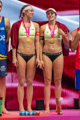 RECORD DATE NOT STATED ADELAIDE, AUSTRALIA - NOVEMBER 23: Tina Graudina (Player 1 - LAT), Anastasija Samoilova (Player 2 - LAT), World Champions 2025 during the Beach volleyball, Beachvolleyball World Championships at Adelaide on November 23, 2025 in Adelaide, Australia. Australia Copyright: xBEAUTIFULxSPORTS PeterxWeberx