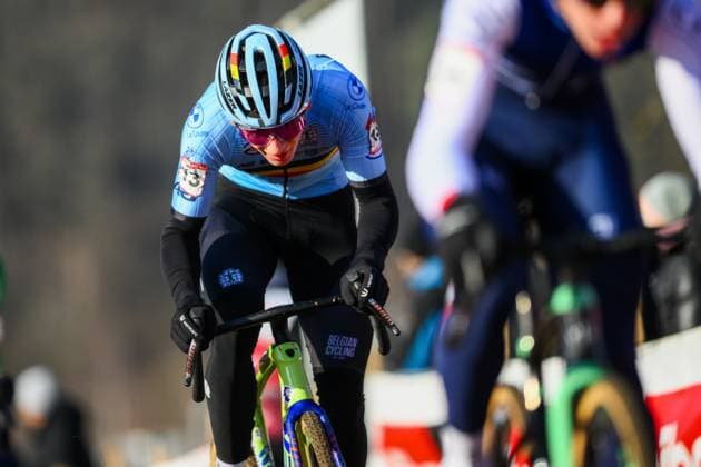 Belgian Arthur van den Boer pictured in action during the men U23 race at the World Cup cyclocross cycling event in Tabor, Czech Republic, stage 1 (out of 12) of the UCI World Cup cyclocross competition, Sunday 23 November 2025. DAVIDxPINTENS  x143619135x