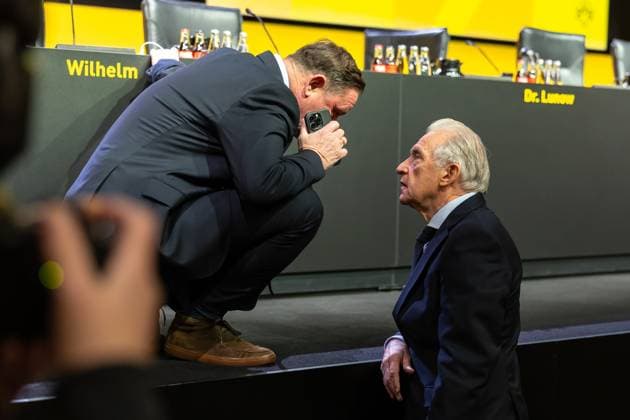 23 11 2025, Football, Season 2025 2026, 1 Bundesliga, General Meeting Borussia Dortmund, from l Dr Christian Hockenjos Borussia Dortmund , President Dr Reinhold Lunow Borussia Dortmund , Dortmund Messe Wetsfalenhalle NRW Germany xRHR PHOTO DEx Copyright: DennisxEwert RHR-FOTOx RHR-FOTO DE