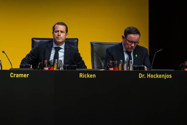 23 11 2025, Football, Season 2025 2026, 1 Bundesliga, General Meeting Borussia Dortmund, f l Managing Director Sport Lars Ricken Borussia Dortmund , Dr Christian Hockenjos Borussia Dortmund , Dortmund Messe Wetsfalenhalle NRW Germany xRHR PHOTO DEx Copyright: DennisxEwert RHR-FOTOx RHR-FOTO DE