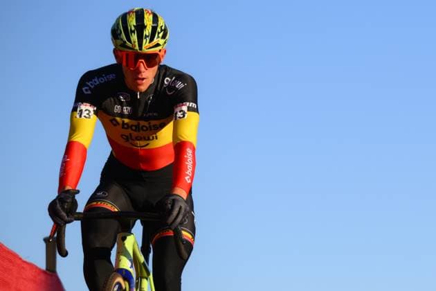 Belgian Thibau Nys pictured in action during the men elite race at the World Cup cyclocross cycling event in Tabor, Czech Republic, stage 1 (out of 12) of the UCI World Cup cyclocross competition, Sunday 23 November 2025. DAVIDxPINTENS  x143642872x