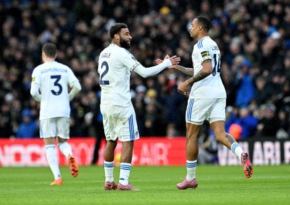 Lukas Nmecha of Leeds United celebrates after scoring the team s first goal Leeds United v Aston Villa, Premier League, Football, Elland Road, Leeds, UK - 23 Nov 2025Leeds Elland Road United Kingdom EDITORIAL USE ONLY No use with unauthorised audio, video, data, fixture lists, club league logos or live services. Online in-match use limited to 120 images, no video emulation. No use in betting, games or single club league player publications.  Copyright: xAnnaxGowthorpe Shutterstockx 15860945ag
