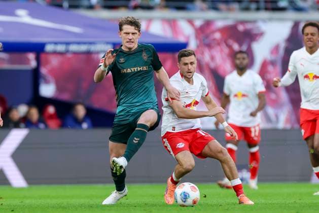 Jens Stage Werder Bremen and Christoph Baumgartner RB Leipzig battle for the ball, Bundesliga, RB Leipzig v SV Werder Bremen, Red Bull Arena on November 23, 2025 in Leipzig, Germany Photo by Marco Steinbrenner DeFodi Images Jens Stage Werder Bremen and Christoph Baumgartner RB Leipzig battle for the ball, Bundesliga, RB Leipzig v SV Werder Bremen, Red Bull Arena, November 23, 2025 in Leipzig, Germany Photo by Marco Steinbrenner DeFodi Images DFL regulations prohibit any use of photographs as image sequences and or quasi video