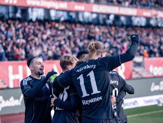 Germany Soccer, 2 Bundesliga 2025 26, 13 Matchday 1 FC Nuremberg vs Arminia Bielefeld Max Morlock Stadion Nuremberg Goal celebration after the 1 0 Artem Stepanov 1 FC Nuremberg, 11 Copyright: xChristopherxRupprechtx