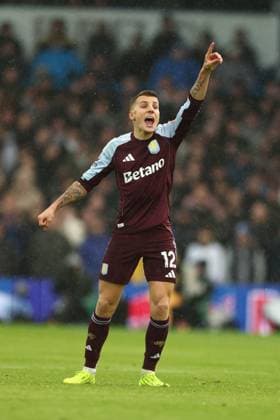 Leeds United v Aston Villa Premier League 23 11 2025. Lucas Digne of Aston Villa during the Premier League match between Leeds United and Aston Villa at Elland Road, Leeds, England on 23 November 2025. Leeds Elland Road West Yorkshire England Editorial use only DataCo restrictions apply See www.football-dataco.com , Copyright: xRyanxBrownex PSI-23236-0047