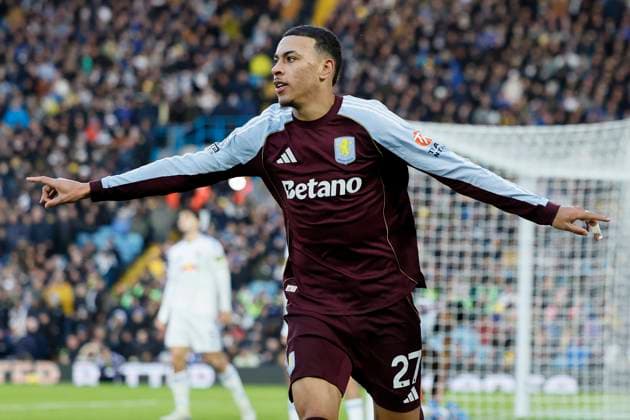 Leeds United v Aston Villa - Premier League Morgan Rogers of Aston Villa celebrates equalizing goal during the Premier League match between Leeds United and Aston Villa at Elland Road on November 23, 2025 in Leeds, England. Leeds Elland Road England United Kingdom Copyright: xRichardxSellers Sportsphoto APLx 14142427