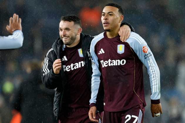 Leeds United v Aston Villa - Premier League John McGinn of Aston Villa and Morgan Rogers of Aston Villa celebrate after winning the Premier League match between Leeds United and Aston Villa at Elland Road on November 23, 2025 in Leeds, England. Leeds Elland Road England United Kingdom Copyright: xRichardxSellers Sportsphoto APLx 14142446