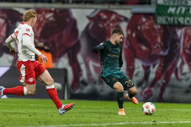 GER, Bundesliga, RB Leipzig SV Werder Bremen 23 11 2025, Red Bull Arena, Leipzig, GER, Bundesliga, RB Leipzig SV Werder Bremen Romano Schmid SV Werder Bremen 20 Â nordphotoxGmbHxx xAlexanderxTrienitz nph00051