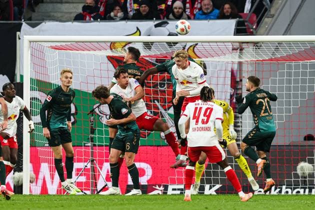 Willi Orban RB Leipzig,4 and Conrad Harder RB Leipzig,11 vs Jens Stage Werder Bremen,6 andMarco Friedl Werder Bremen,32 1 Soccer Bundesliga Season 2025 2026 Point Match RB Leipzig vs Werder Bremen at the Red Bull Arena in Leipzig Action,Soccer,Germany,Man,Men,23 11 2025