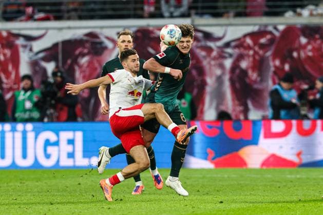 Christoph Baumgartner RB Leipzig,14 vs Jens Stage Werder Bremen,6 1 Soccer Bundesliga Season 2025 2026 Point Match RB Leipzig vs Werder Bremen at the Red Bull Arena in Leipzig Action,Soccer,Germany,Man,Men,23 11 2025